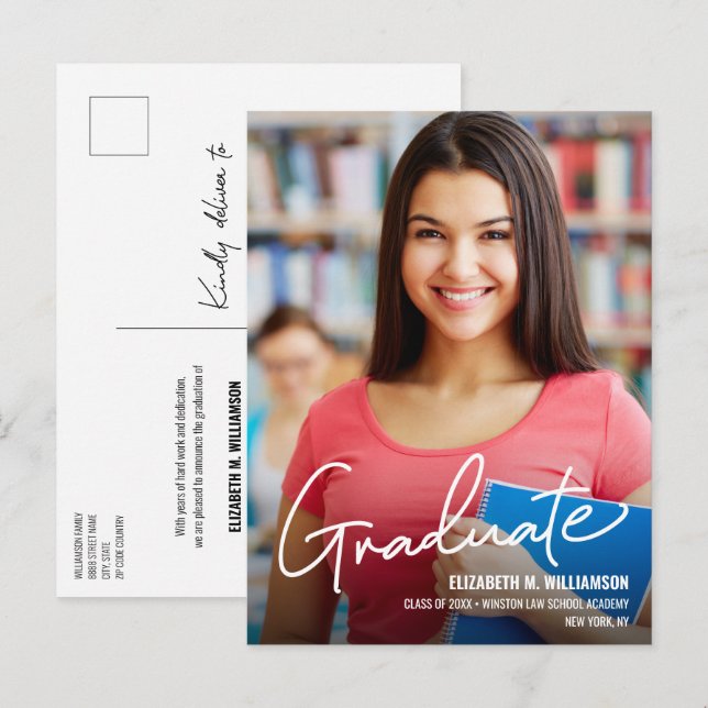 Custom Photo Law School Graduate Announcement Postcard (Front/Back)