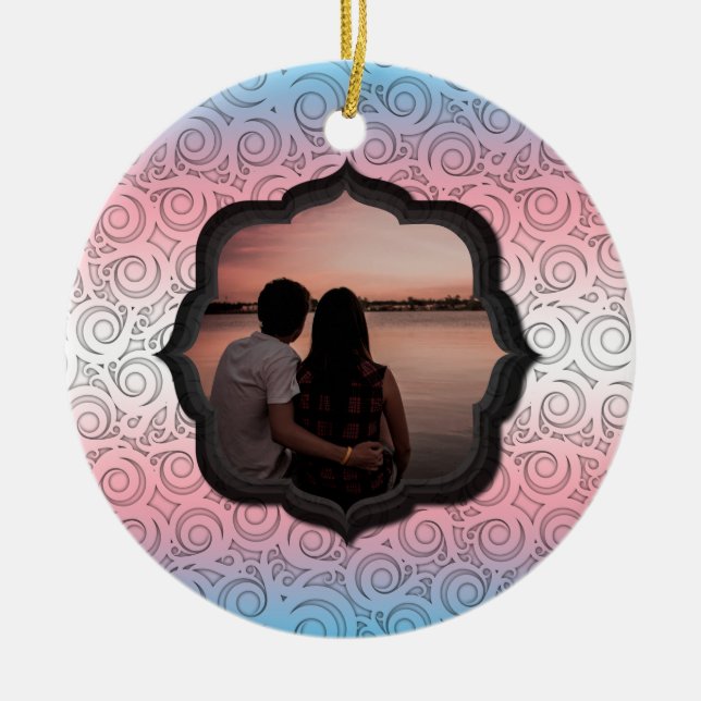 Custom Photo LGBTQ Transgender Chistmas Ceramic Tree Decoration (Front)