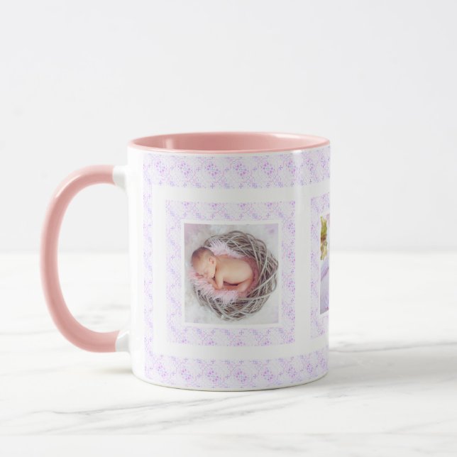 Custom Photo Lilac Pattern Mother’s Day Mum Mummy Mug (Left)