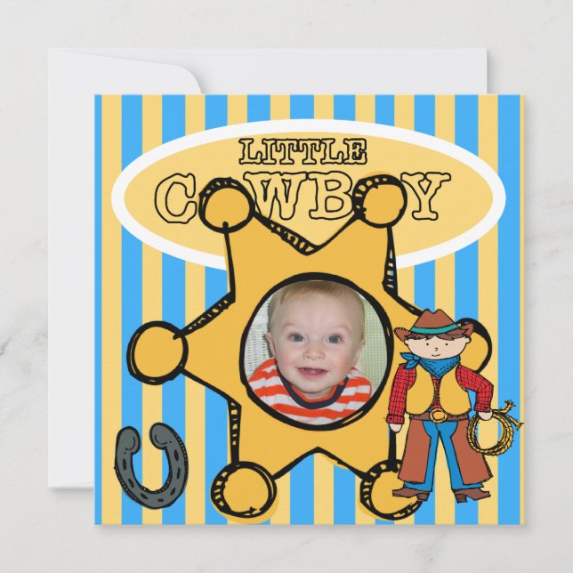 Custom Photo Little Cowboy Western Birthday Invitation (Front)