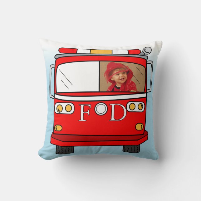 Custom Photo Little Firefighter Pillow (Front)