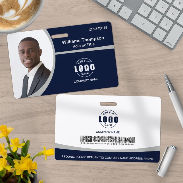 Custom Photo Logo Barcode Employee Corporate Grey ID Badge (Creator Uploaded)