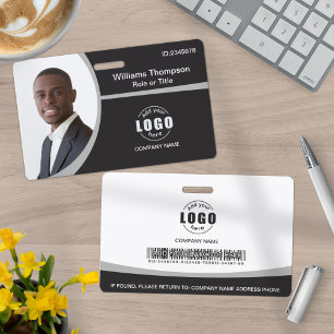 Custom Photo Logo Barcode Employee Corporate Grey ID Badge