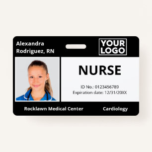 Custom Photo Logo Black Medical Employee ID ID Badge