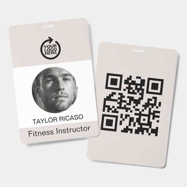 Custom Photo Logo QR Code Business Personalised ID Badge (Front & Back)