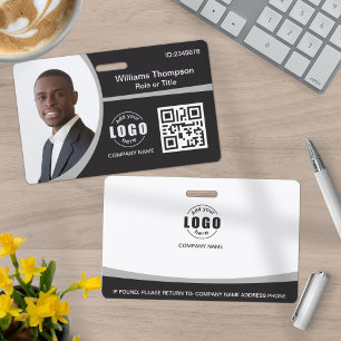 Custom Photo Logo QR Code Employee Corporate Grey ID Badge