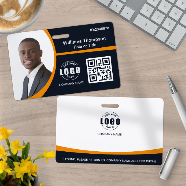 Custom Photo Logo QR Code Employee Corporate ID Badge (Creator Uploaded)