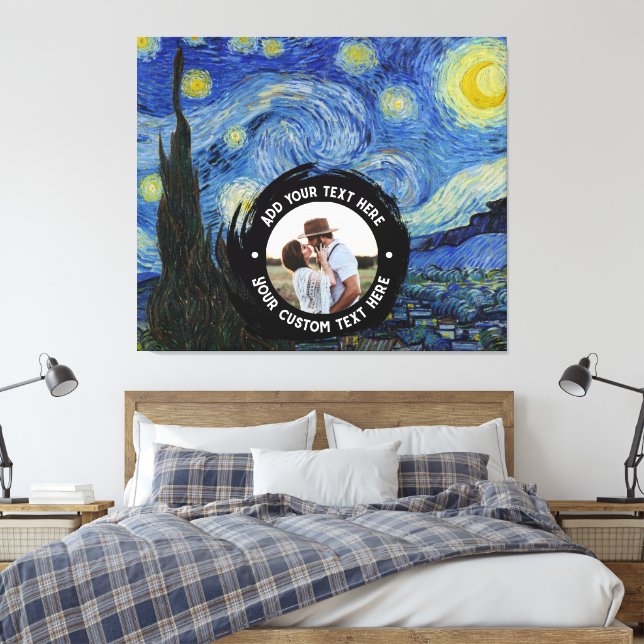 Custom Photo/Logo Text | Fully Editable Van Gogh Canvas Print (Insitu(Bedroom))