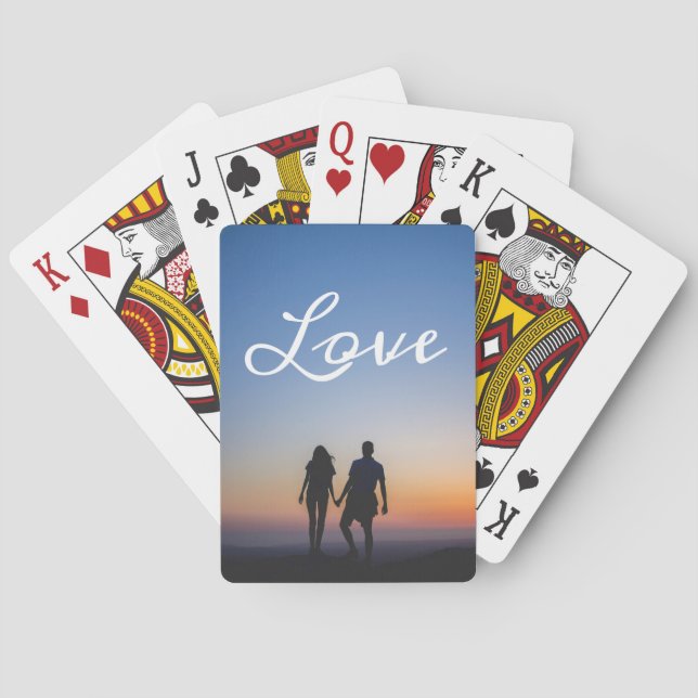 Custom Photo Love Girlfriend Boyfriend Script Playing Cards (Back)
