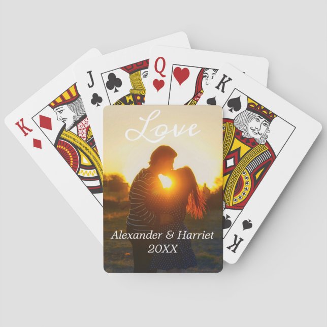 Custom Photo Love Girlfriend Boyfriend Script Playing Cards (Back)