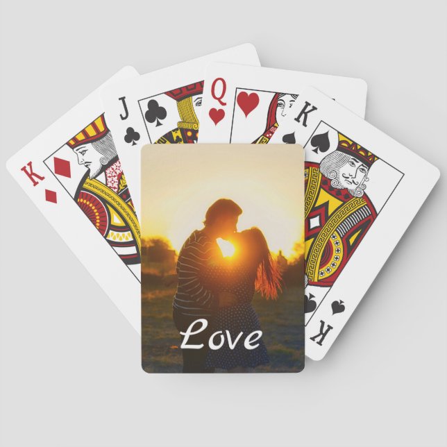 Custom Photo Love Girlfriend Boyfriend Script Playing Cards (Back)