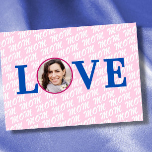 Custom photo love mum love mother modern chic pink card