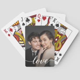 Custom Photo Love script Valentine's day Simple Playing Cards
