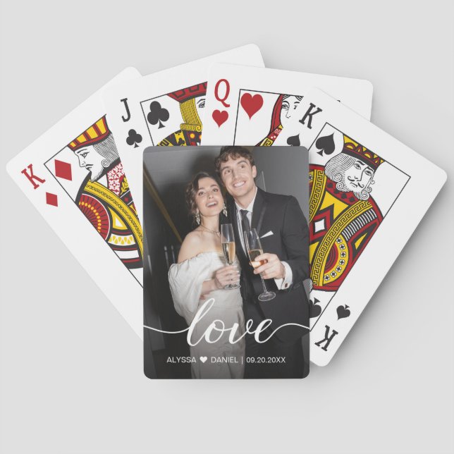 Custom Photo Love script Wedding favours Playing Cards (Back)