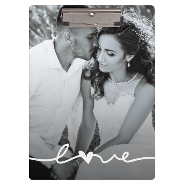 Custom Photo Love Script Wedding Planner Clipboard (Front)