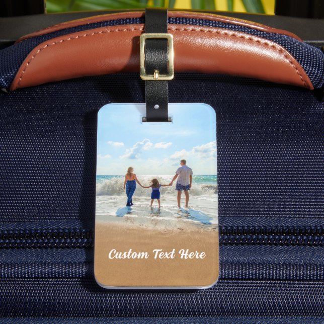 Custom Photo Luggage Tag Personalised Text (Front Insitu 2)