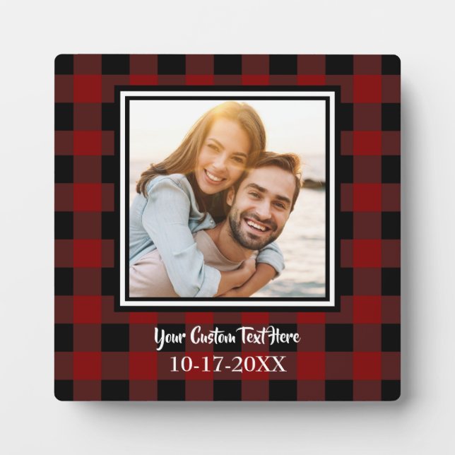 Custom Photo Lumberjack Plaid Personalise Template Plaque (Front)