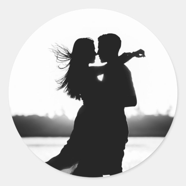 Custom Photo Make it Black and White Classic Round Sticker (Front)