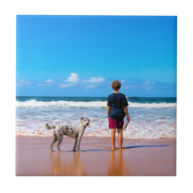 Custom Photo Make Your Own Design - I Love My Pet  Tile (Front)