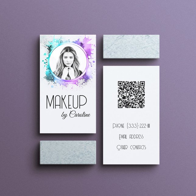 Custom Photo Makeup Artist Colour Splash Frame Business Card (Perfect for business)