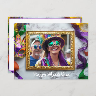 Custom photo Mardi Gras Bourbon Street Bonanza Postcard