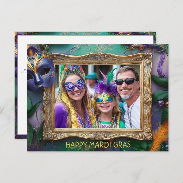 Custom photo Mardi Gras Chaos Frame Postcard (Front/Back)