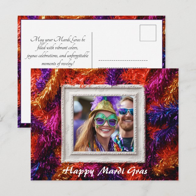 Custom photo💚💜💛 Mardi Gras Magic  Postcard (Front/Back)