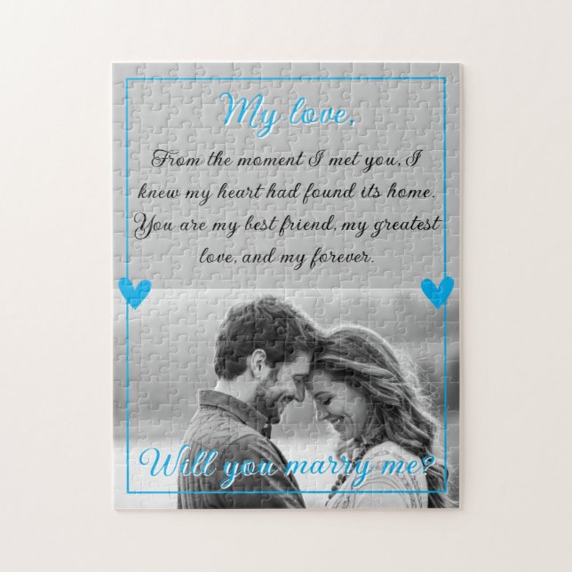 Custom Photo Marriage Proposal Will You Marry Me Jigsaw Puzzle (Vertical)