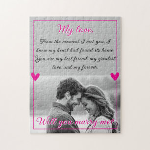 Custom Photo Marriage Proposal Will You Marry Me Jigsaw Puzzle