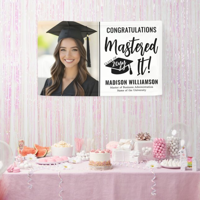 Custom Photo Masters Degree Graduation Mastered It Banner (Party)