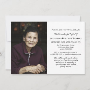 Custom Photo Memorial Funeral Sympathy Remembrance Invitation