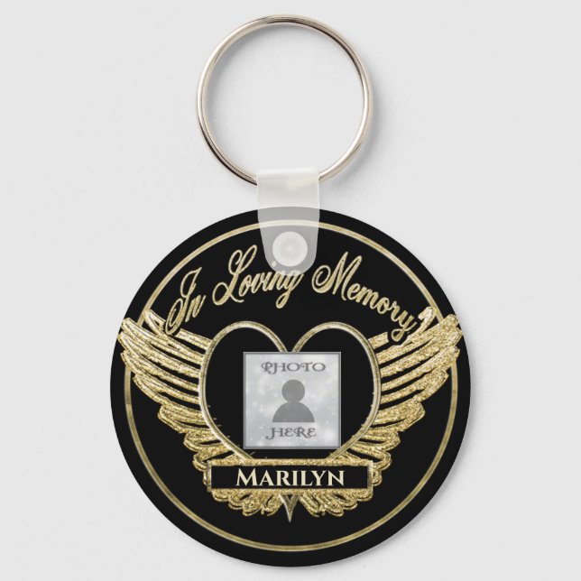 Custom Photo Memorial Heart Key Ring (Front)