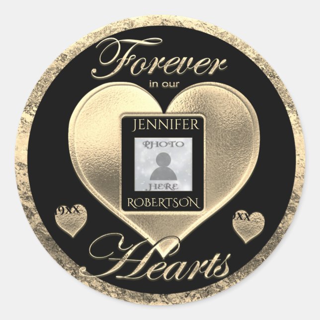 Custom Photo Memorial in Loving Memory Classic Round Sticker (Front)