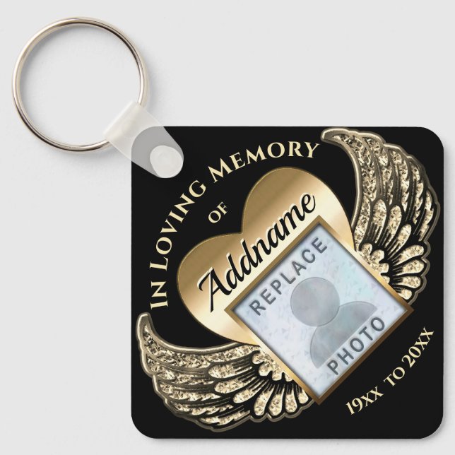 Custom Photo Memorial in Loving Memory Heart Key Ring (Front)