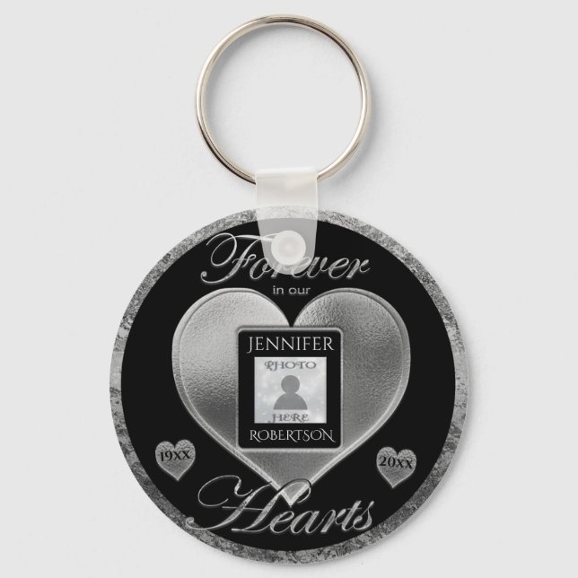 Custom Photo Memorial in Loving Memory Silver Key Ring (Front)