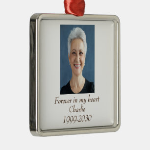 Custom Photo Memorial Keepsake Forever in my Heart Metal Tree Decoration