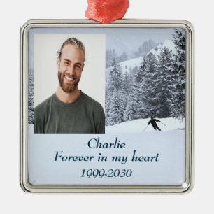Custom Photo Memorial Keepsake Forever in my Heart Metal Tree Decoration