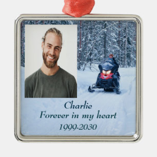 Custom Photo Memorial Keepsake Forever in my Heart Metal Tree Decoration