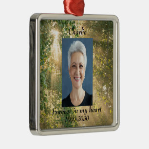Custom Photo Memorial Keepsake Forever in my Heart Metal Tree Decoration