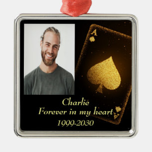 Custom Photo Memorial Keepsake Forever in my Heart Metal Tree Decoration