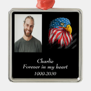 Custom Photo Memorial Keepsake Forever in my Heart Metal Tree Decoration