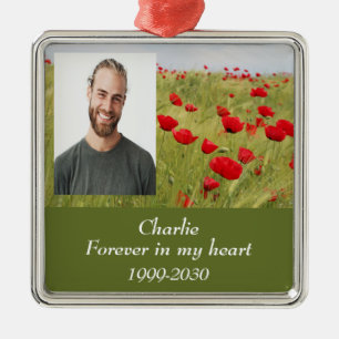 Custom Photo Memorial Keepsake Forever in my Heart Metal Tree Decoration