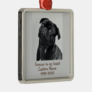 Custom Photo Memorial Keepsake Pug Dog Metal Tree Decoration