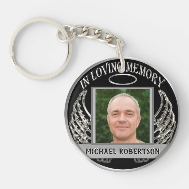 Custom Photo Memorial Metallic Look Key Ring (Front)