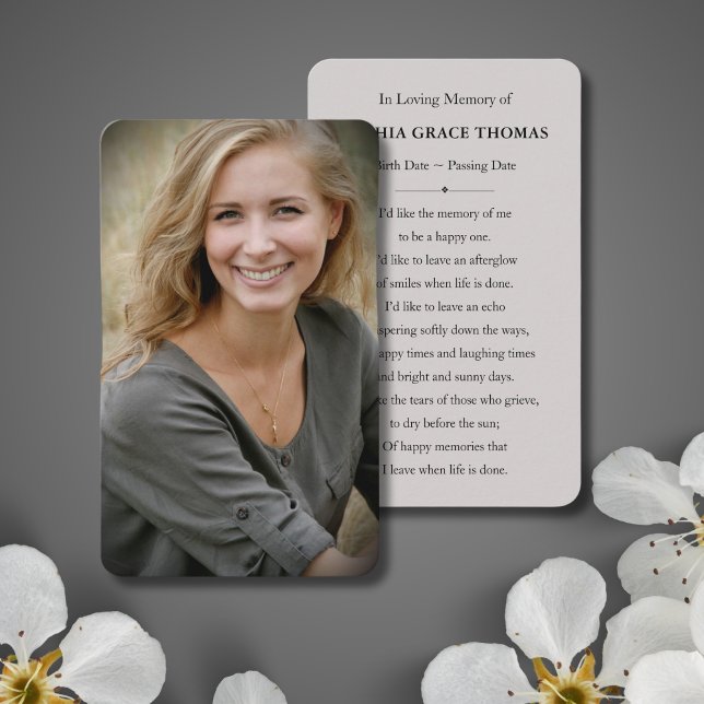 Custom Photo Memorial Tribute Business Card (Custom Photo Memorial Card)