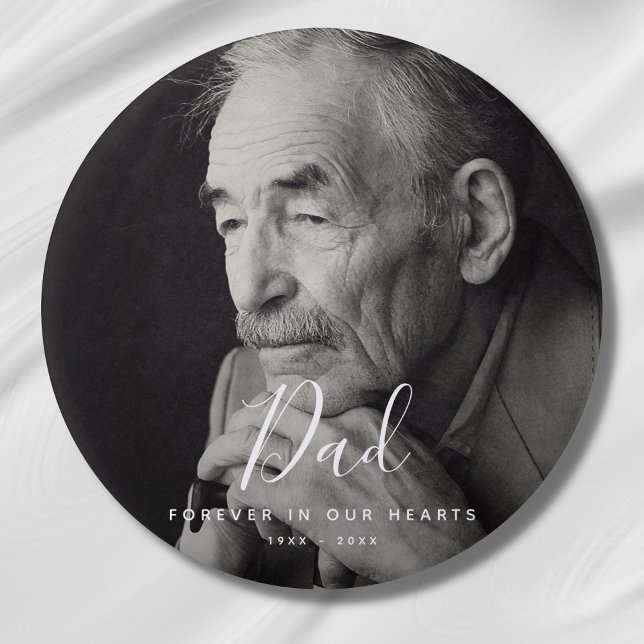 Custom Photo Memorial Tribute Funeral 7.5 Cm Round Badge (Dad Photo Memorial Button)