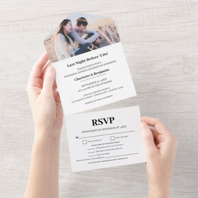Custom Photo Menu Choice Rehearsal Dinner All In One Invitation (Tearaway)
