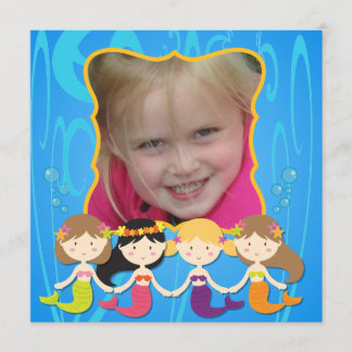 Custom Photo Mermaid Birthday Invitation