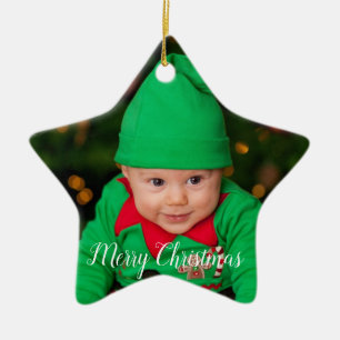 Custom Photo Merry Christmas Ceramic Tree Decoration