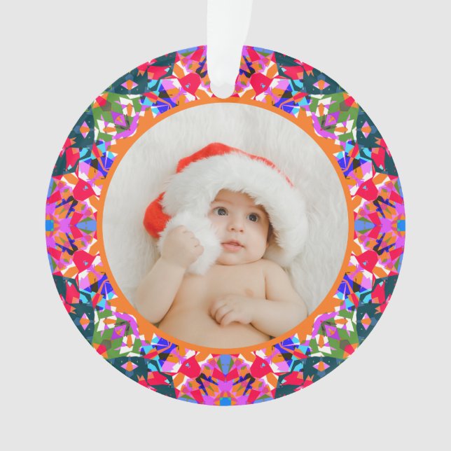 Custom Photo Merry Christmas Modern Colorful Ornament (Front)
